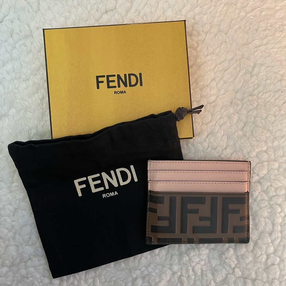 Fendi Pink and Brown Card Case